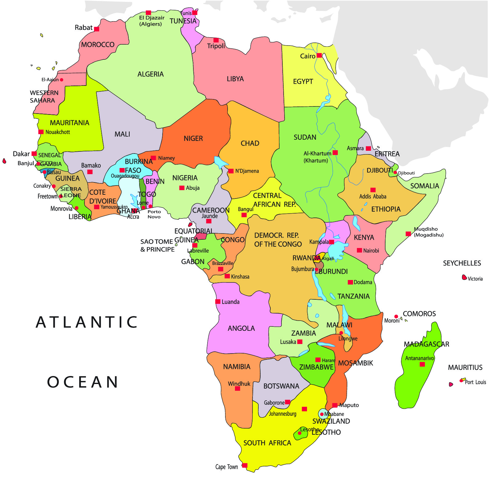 Map Of Africa With Names Map Of Africa